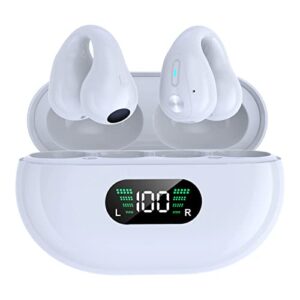2023 new tws q80 wireless headphones bluetooth 5.3 bone conduction earphones earclip design touch control led earbuds sports headsets (white)