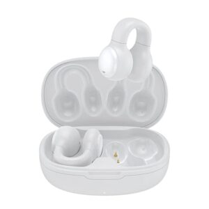 tws bluetooth 5.3 earphones wireless headphones ear hook hifi stereo with mic sports waterproof headsets earbuds noise reduction (white)
