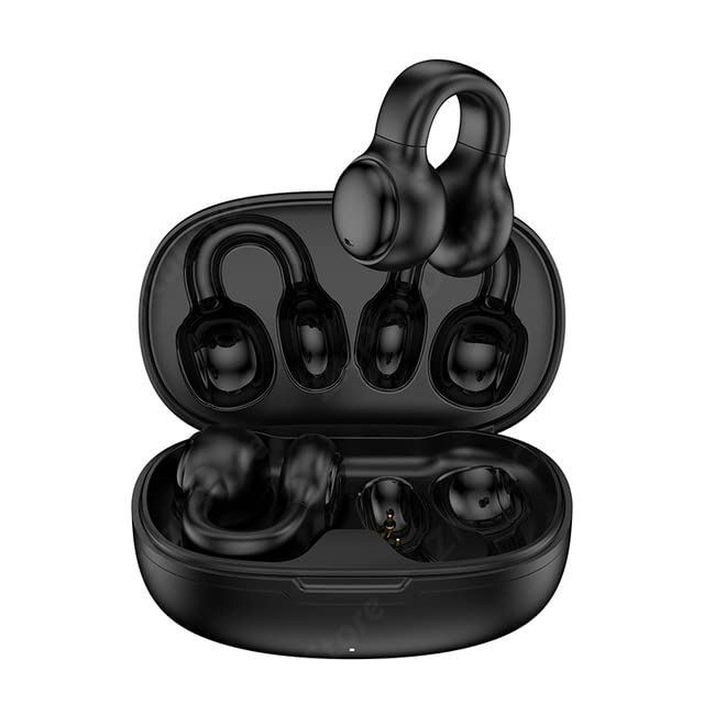 TWS Bluetooth 5.3 Earphones Wireless Headphones Ear Hook HiFi Stereo with Mic Sports Waterproof Headsets Earbuds Noise Reduction (White)