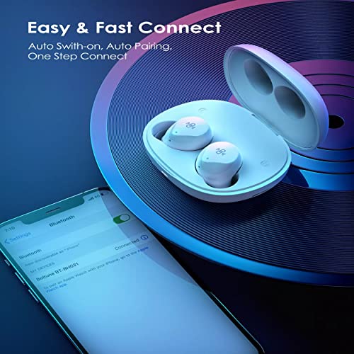 Wireless Earbuds 021,Bluetooth 5.2 with 4 Mics Super Lightweight Bluetooth Earbuds, IPX7 Waterproof, Playtime: 6hrs + 30hrs, Backup Power for On-The-Go (White Color)