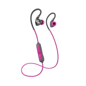 jlab fit 2.0 bluetooth enabled wireless sports earbuds | bluetooth 4.1 | 10mm titanium drivers | 6 hour battery life | ip55 sweatproof | flexible memory wire | pink