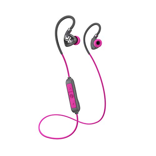 JLab Fit 2.0 Bluetooth Enabled Wireless Sports Earbuds | Bluetooth 4.1 | 10mm Titanium Drivers | 6 Hour Battery Life | IP55 Sweatproof | Flexible Memory Wire | Pink