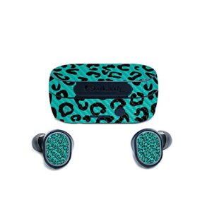 mightyskins carbon fiber skin for skullcandy sesh true wireless earbuds – teal leopard | protective, durable textured carbon fiber finish | easy to apply, remove, and change styles | made in the usa