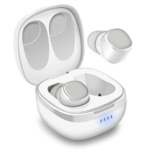 August True Wireless Earbuds EP800 - Bluetooth 5.0 Headphones with Wireless Charging Case IPX6 Waterproof / 25H Playback/Built-in Microphone/DSP Noise Reduction/Stereo Sound Earphones White