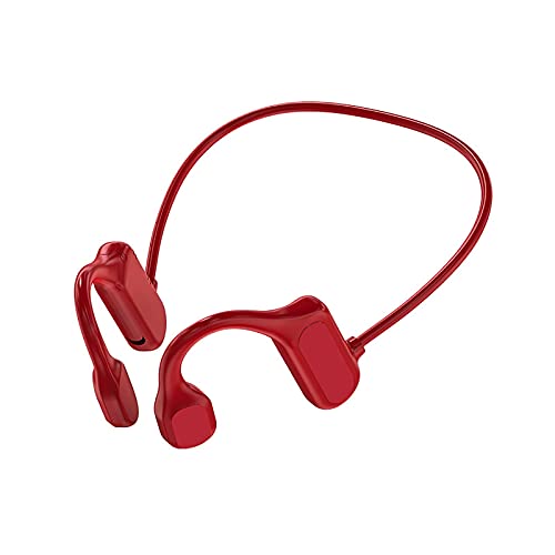 Niaviben Wireless Concept Bone Conduction Headphones Bluetooth 5.2 Open Ear Headset Concept Bone Conduction Surround Sound Sweatproof Headset Red