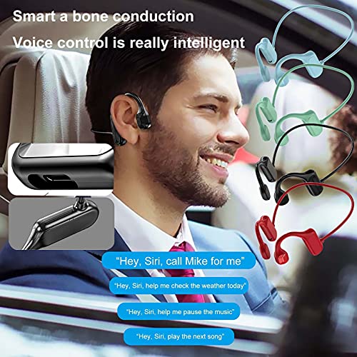 Niaviben Wireless Concept Bone Conduction Headphones Bluetooth 5.2 Open Ear Headset Concept Bone Conduction Surround Sound Sweatproof Headset Red