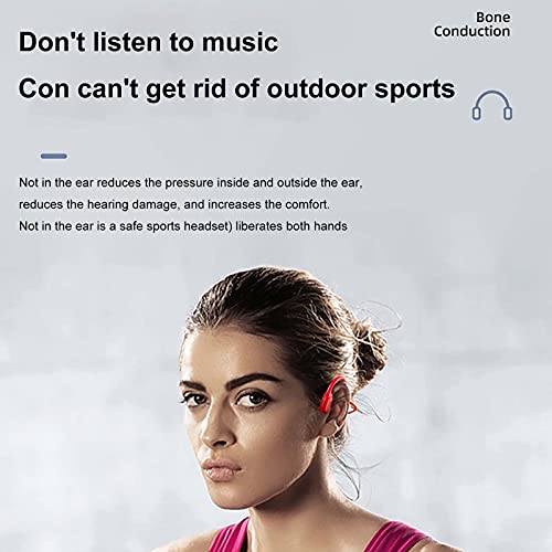 Niaviben Wireless Concept Bone Conduction Headphones Bluetooth 5.2 Open Ear Headset Concept Bone Conduction Surround Sound Sweatproof Headset Red