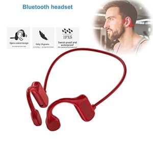 Niaviben Wireless Concept Bone Conduction Headphones Bluetooth 5.2 Open Ear Headset Concept Bone Conduction Surround Sound Sweatproof Headset Red