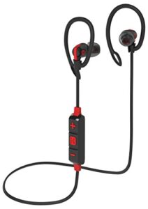 ihome bluetooth wireless water-resistant sport earphones with mic remote and sport clips black/red (ib79brc)