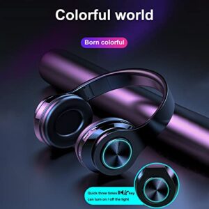 Niaviben 3 in 1 Wireless Headphones Bluetooth Headset Color LED Light Gaming Headset Stereo Headset with Microphone MP3 Player Headset White