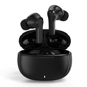 wireless earbuds – bluetooth 5.1 headphones – enc noise cancellation, waterproof, noise reduction, hifi sound, dual mic, smart touch control, charging case, battery display, leather design.