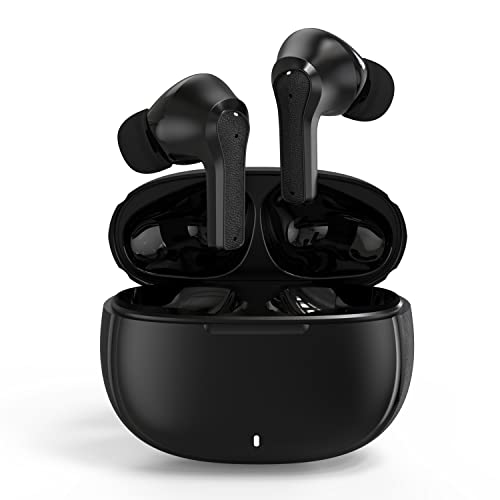 Wireless Earbuds - Bluetooth 5.1 Headphones - ENC Noise Cancellation, Waterproof, Noise Reduction, HiFi Sound, Dual Mic, Smart Touch Control, Charging case, Battery Display, Leather Design.