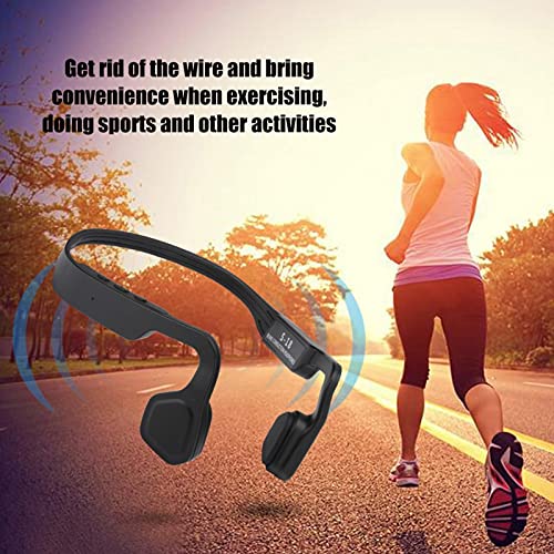 ASHATA Bone Conduction Headphones, Bluetooth 4.2 CVC Noise Cancelling Bone Conduction Outdoor Sports Stereo Earphone Headset for Walking, Hiking, Running(Black)