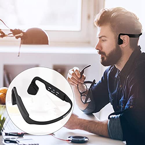 ASHATA Bone Conduction Headphones, Bluetooth 4.2 CVC Noise Cancelling Bone Conduction Outdoor Sports Stereo Earphone Headset for Walking, Hiking, Running(Black)