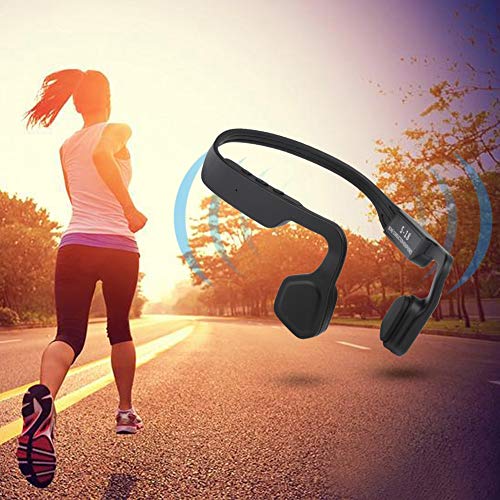 ASHATA Bone Conduction Headphones, Bluetooth 4.2 CVC Noise Cancelling Bone Conduction Outdoor Sports Stereo Earphone Headset for Walking, Hiking, Running(Black)