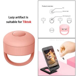 Social Media Swiper Bluetooth Device Lazy Scrolling for Tiktok, Instagram, Snapchat and Facebook (Pink)