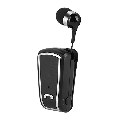 Fineblue F-V3 Retractable Bluetooth Earphone Business Lavalier Earphone Wireless in-Ear Earphone Caller ID Voice Prompts Stereo Bluetooth V4.1 Single Ear Answering(Black)