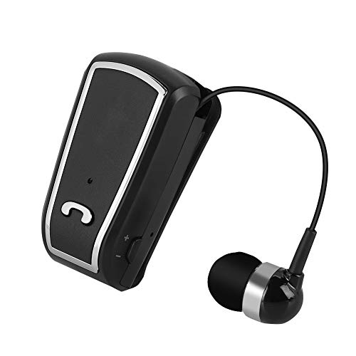 Fineblue F-V3 Retractable Bluetooth Earphone Business Lavalier Earphone Wireless in-Ear Earphone Caller ID Voice Prompts Stereo Bluetooth V4.1 Single Ear Answering(Black)