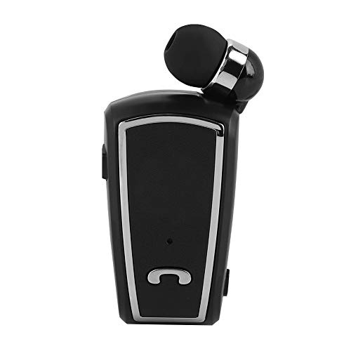 Fineblue F-V3 Retractable Bluetooth Earphone Business Lavalier Earphone Wireless in-Ear Earphone Caller ID Voice Prompts Stereo Bluetooth V4.1 Single Ear Answering(Black)