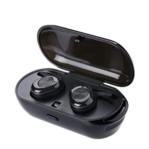 xinrune wireless earbuds bluetooth 5.0, wireless headphones with built-in mic,clear call bluetooth earbuds with charging case, stereo wireless earphones black