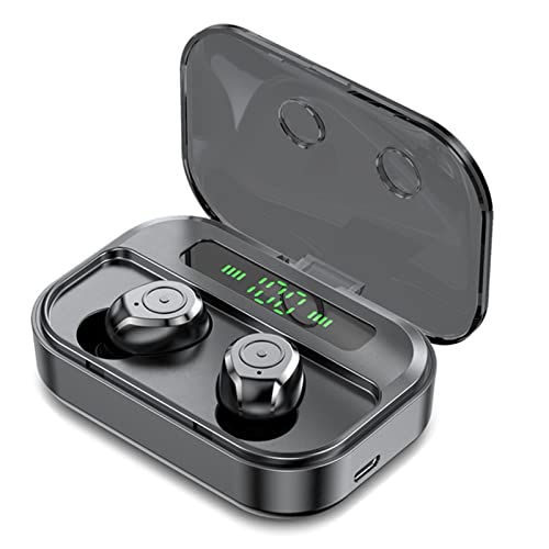 Bluetooth 5.0 Wireless Earbuds with Charging Cable,TWS-Headphones Mini Stereo Ipx7 Waterproof Long Time Play Earphones,True Wireless Bluetooth Earbuds for Business/Sport (01 Black)