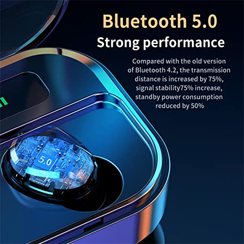 Bluetooth 5.0 Wireless Earbuds with Charging Cable,TWS-Headphones Mini Stereo Ipx7 Waterproof Long Time Play Earphones,True Wireless Bluetooth Earbuds for Business/Sport (01 Black)