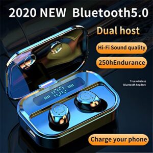 Bluetooth 5.0 Wireless Earbuds with Charging Cable,TWS-Headphones Mini Stereo Ipx7 Waterproof Long Time Play Earphones,True Wireless Bluetooth Earbuds for Business/Sport (01 Black)