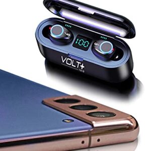 Volt Plus TECH Wireless V5.0 Bluetooth Earbuds Compatible with Lenovo Tab P11 Pro LED Display, Mic 8D Bass IPX7 Waterproof/Sweatproof (Black)