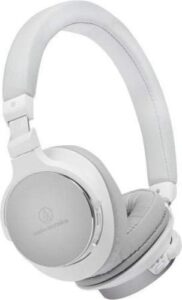 audio-technica ath-sr5btwh bluetooth wireless on-ear high-resolution audio headphones, white (renewed)