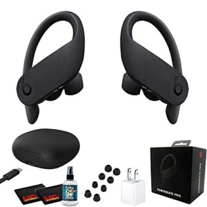 Beats_by_dre Powerbeats Pro in-Ear Wireless Headphones (Black) Bundle - 9 Hours of Listening Time, Sweat Resistant Earbuds - with Headphone Cleaner, Extra USB Power Cube - Pro Bundle (Renewed)