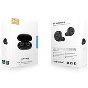 ausounds AU-Stream Hybrid Bluetooth True Wireless Hybrid Active Noise Cancelling Earbuds with Touch Controls, Wireless Charging Case, and Premium Dynamic Drivers, Black