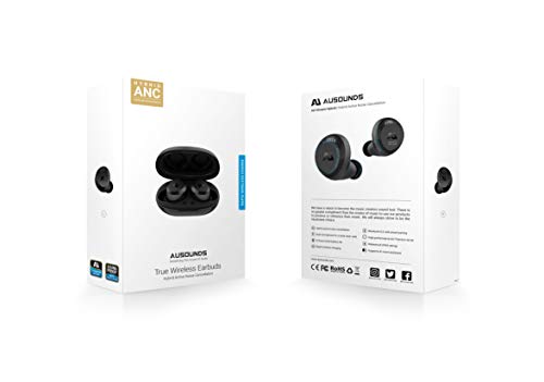 ausounds AU-Stream Hybrid Bluetooth True Wireless Hybrid Active Noise Cancelling Earbuds with Touch Controls, Wireless Charging Case, and Premium Dynamic Drivers, Black