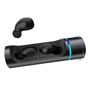 true wireless earbuds, bluetooth earphone 3d stereo sound in-ear wireless earbuds, auto pairing sweatproof wireless earphones with aluminum alloy charging case, built-in mic & 3 types of tips(s,m,l)
