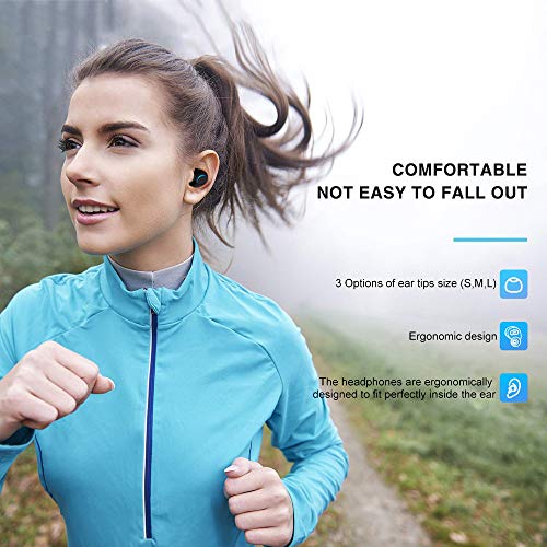 True Wireless Earbuds, Bluetooth Earphone 3D Stereo Sound In-ear Wireless Earbuds, Auto Pairing Sweatproof Wireless Earphones with Aluminum Alloy Charging Case, Built-in Mic & 3 Types of Tips(S,M,L)