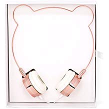 lux accessories rose gold bear ears headphones wire frame headset w microphone