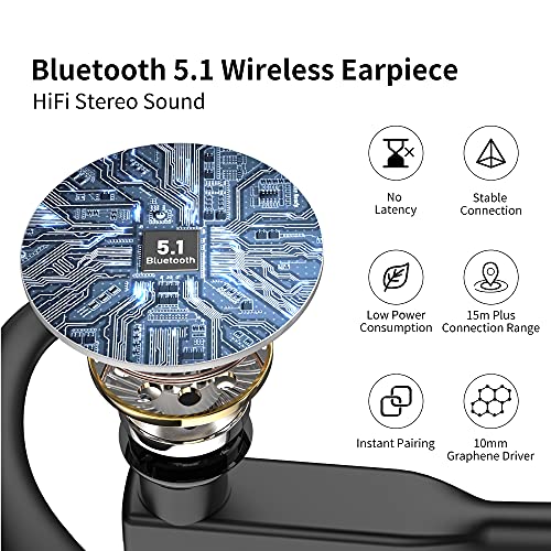 Bluetooth Earpiece for Cell Phone Noise Canceling Headphone with Microphone Wireless Headset Bluetooth Earpiece 5.1 Hands Free Headset CVC8 Compatible with iPhone Android for Business Office Driving