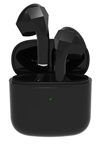 Wireless Bluetooth Pro Earbuds - True Wireless Stereo Sound Ear Buds - in-Ear Headphones with More Bass and Clearer Sound - Premium Ear Buds with Charging Case and Cable (Black)