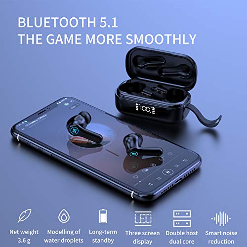 True Wireless Earbuds,Bluetooth 5.1 in-Ear Headphones Touch Control with Wireless Charging Case IPX8 Waterproof Easy to Pair Stereo Headphones Built-in Mic, for Android/iPhone/Samsung