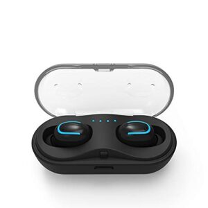 stech air-i10 true wireless earbuds bluetooth v5 headphones, waterproof, incredible stereo hi-fi sound, 200h standby, auto pairing, auto charging, charging case (black)