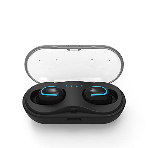 STech Air-i10 True Wireless Earbuds Bluetooth v5 Headphones, Waterproof, Incredible Stereo Hi-Fi Sound, 200H Standby, Auto Pairing, Auto Charging, Charging case (Black)