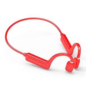 wireless bluetooth bone conduction headphones 5.1 ergonomic intelligent noise reduction earhook earphone lightweight waterproof sweatproof 8hrs playtime bluetooth headset for sports (red)