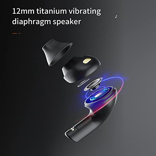 Magictom Half-in Ear Stereo V5.2 TWS Earphone Stable Signal ENC HD Calling True Wireless Earphone Low Power Consumption IP54 Waterproof TWS Earbud Exclusive Patented with 20hrs Playtime (Black)