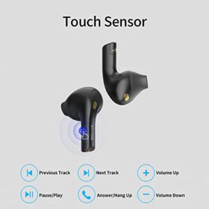 Magictom Half-in Ear Stereo V5.2 TWS Earphone Stable Signal ENC HD Calling True Wireless Earphone Low Power Consumption IP54 Waterproof TWS Earbud Exclusive Patented with 20hrs Playtime (Black)
