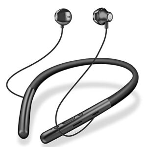 wesadn bluetooth headphones neckband wireless earbuds headset noise cancelling with microphone 20h playtime sports running outdoor in ear headphones for iphone android, black