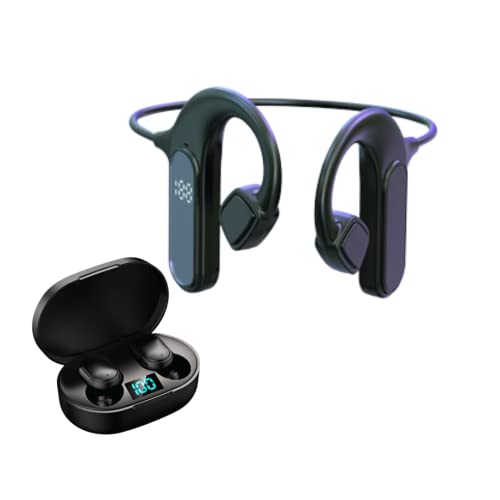 Rahs Bone Conduction Wireless Bluetooth Over The Ear Headphones with Bonus Ear Buds for Active Sports, Gaming, Business and Personal use. Two for The Price of one.