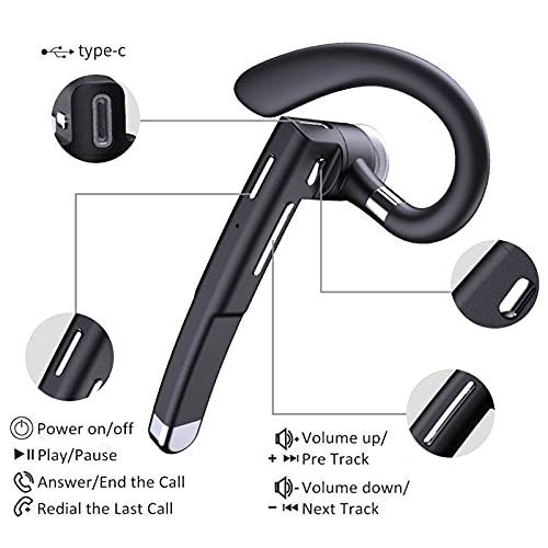 OCUhome TWS Wireless Earbuds, YYK-520 Wireless Earphone Stable Transmission Noise Reduction Adjustable Ear Hook Bluetooth5.0 HiFi Headphone for Calling Silver Black