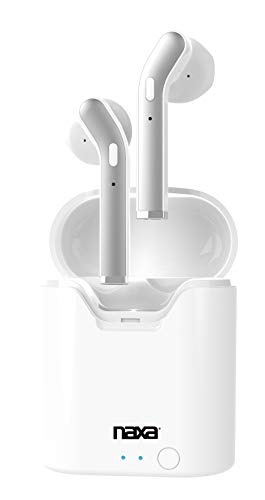 Naxa Electronics True Wireless Earphones with Charging Battery Case, White