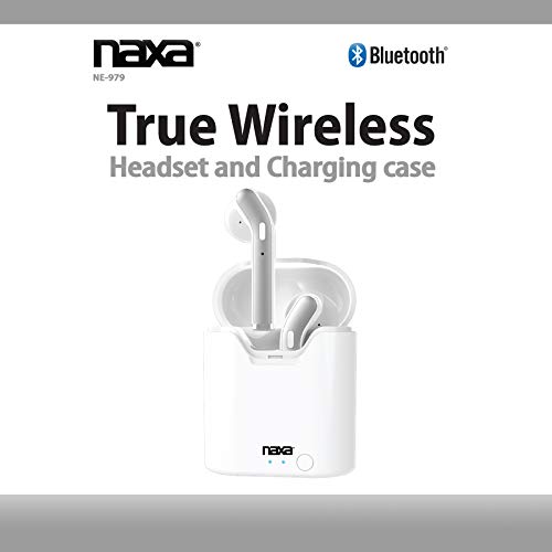 Naxa Electronics True Wireless Earphones with Charging Battery Case, White