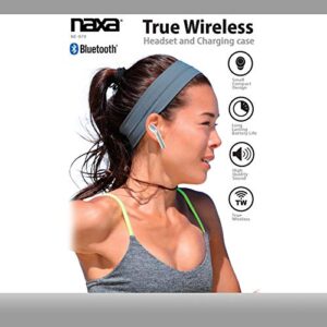 Naxa Electronics True Wireless Earphones with Charging Battery Case, White