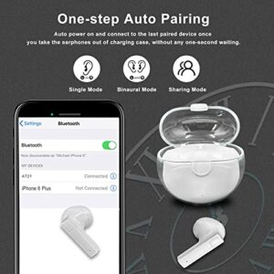 Mini Wireless Earbuds Bluetooth 5.1 Headset, IPX7 Waterproof, Touch Control in Ear Light-Weight Headphones Built-in Microphone, ANC Earphones Compatible with iPhone & Android (White)